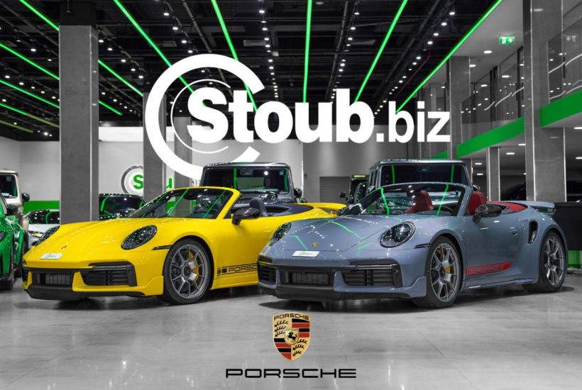 2024 Porsche 911 Turbo S Cabriolet in Arctic Grey and Racing Yellow